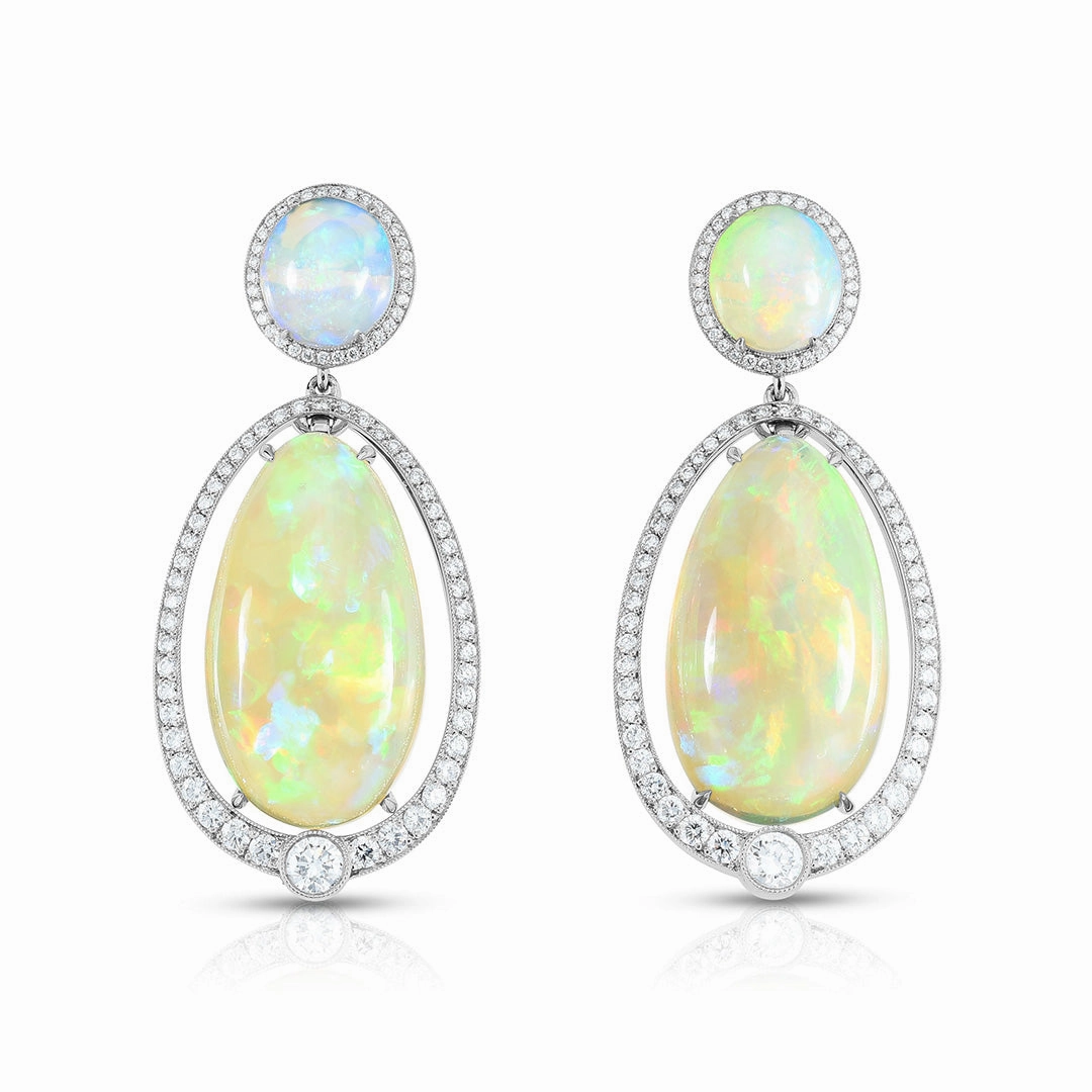 Opal & Diamond Drop Earrings