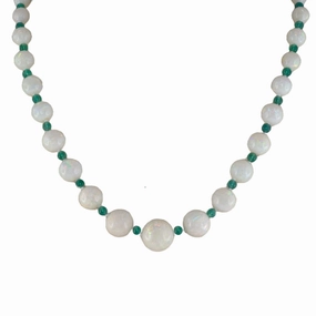 Opal & Green Onyx Graduated Bead Necklace