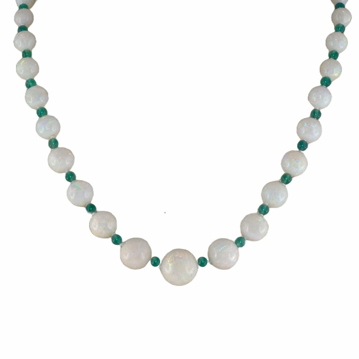 Opal & Green Onyx Graduated Bead Necklace