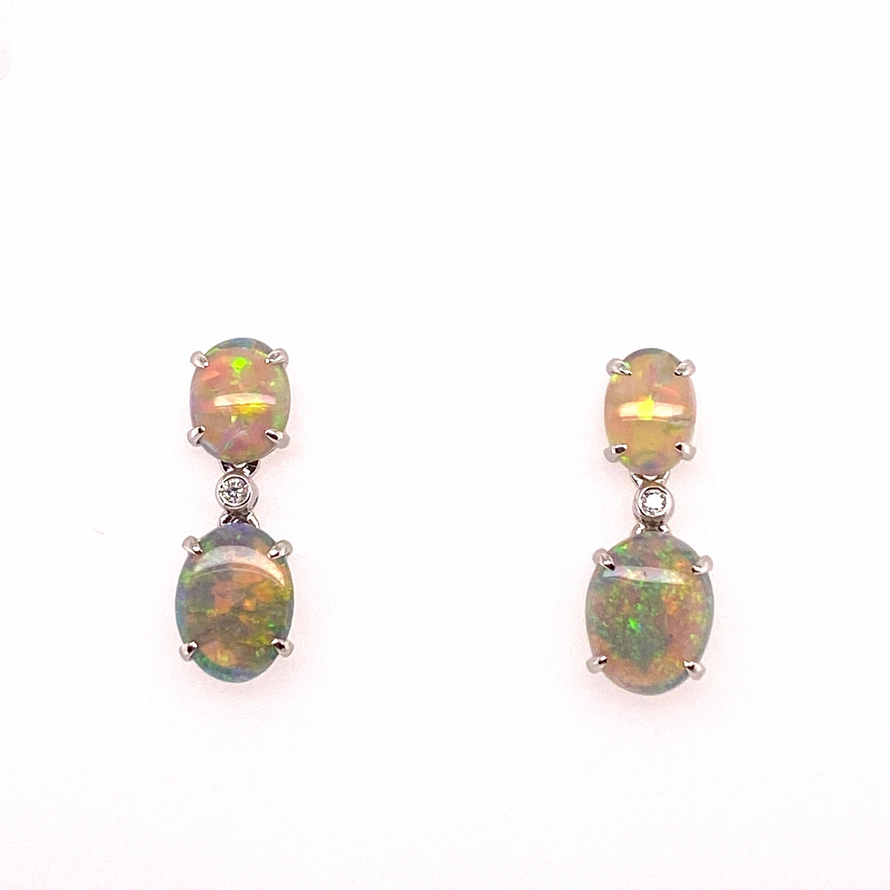 Opal and Diamond Earrings
