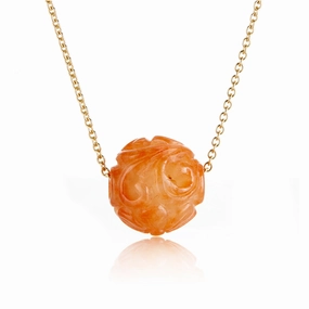 Orange Jade Dragon Ball Pendant Necklace