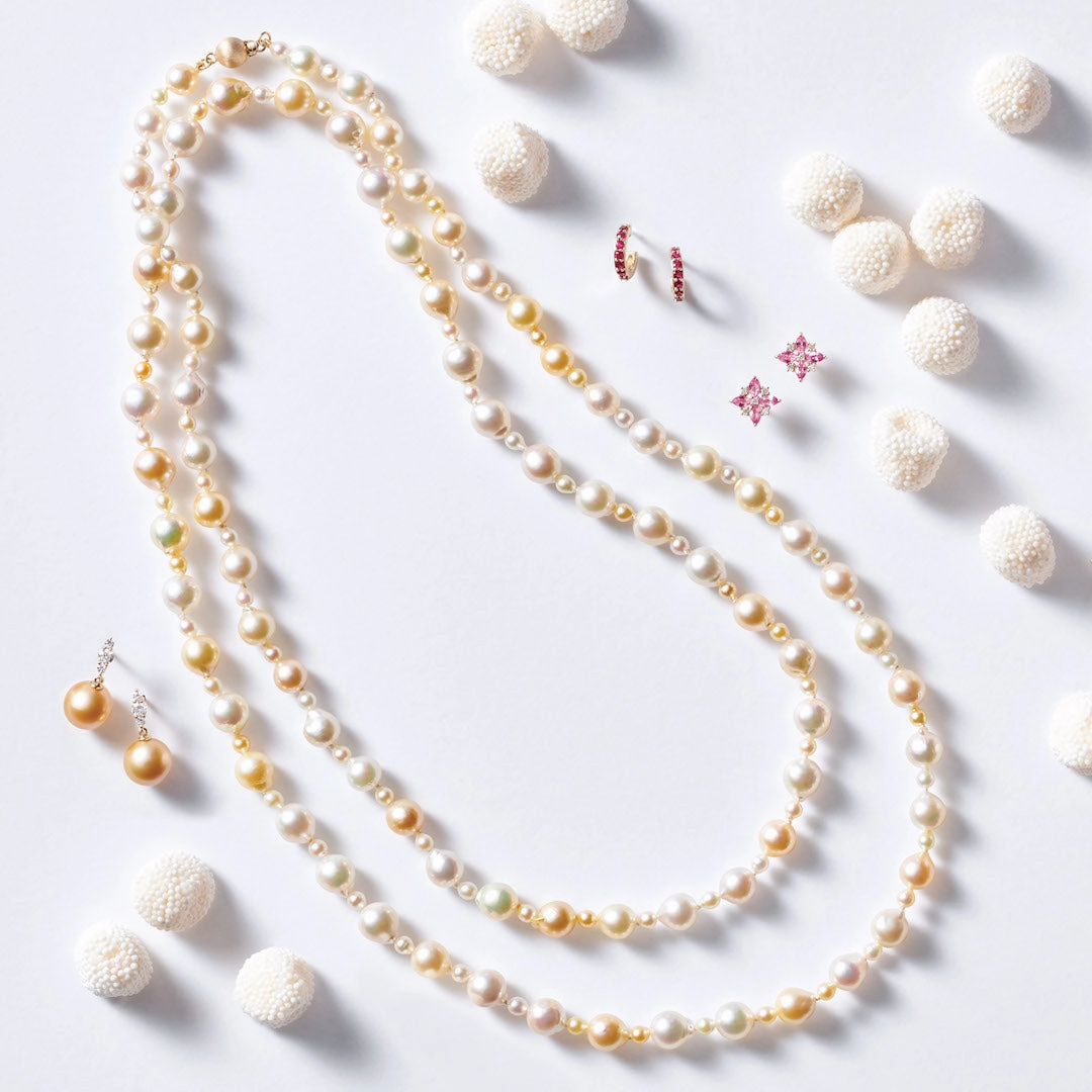 Orion Earrings in Golden South Sea Pearls & Diamonds