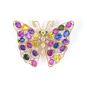 Oscar Heyman Multi-Gemstone Butterfly Pin