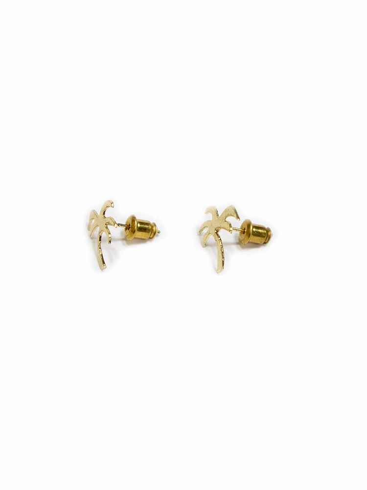 Palm Tree Stud Earrings - Gold