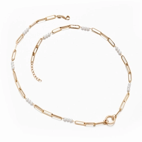 Paper Clip Pearl Chain Necklace
