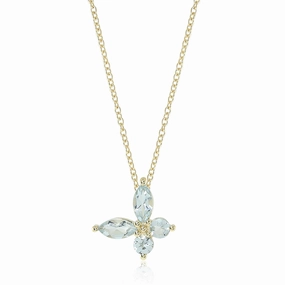 Papillon Pendant Necklace in Aquamarines