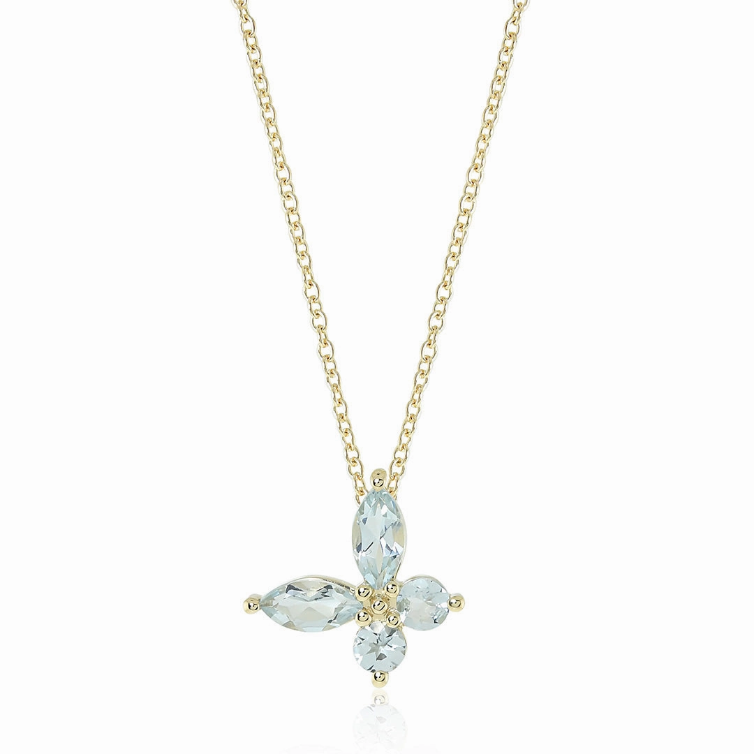 Papillon Pendant Necklace in Aquamarines