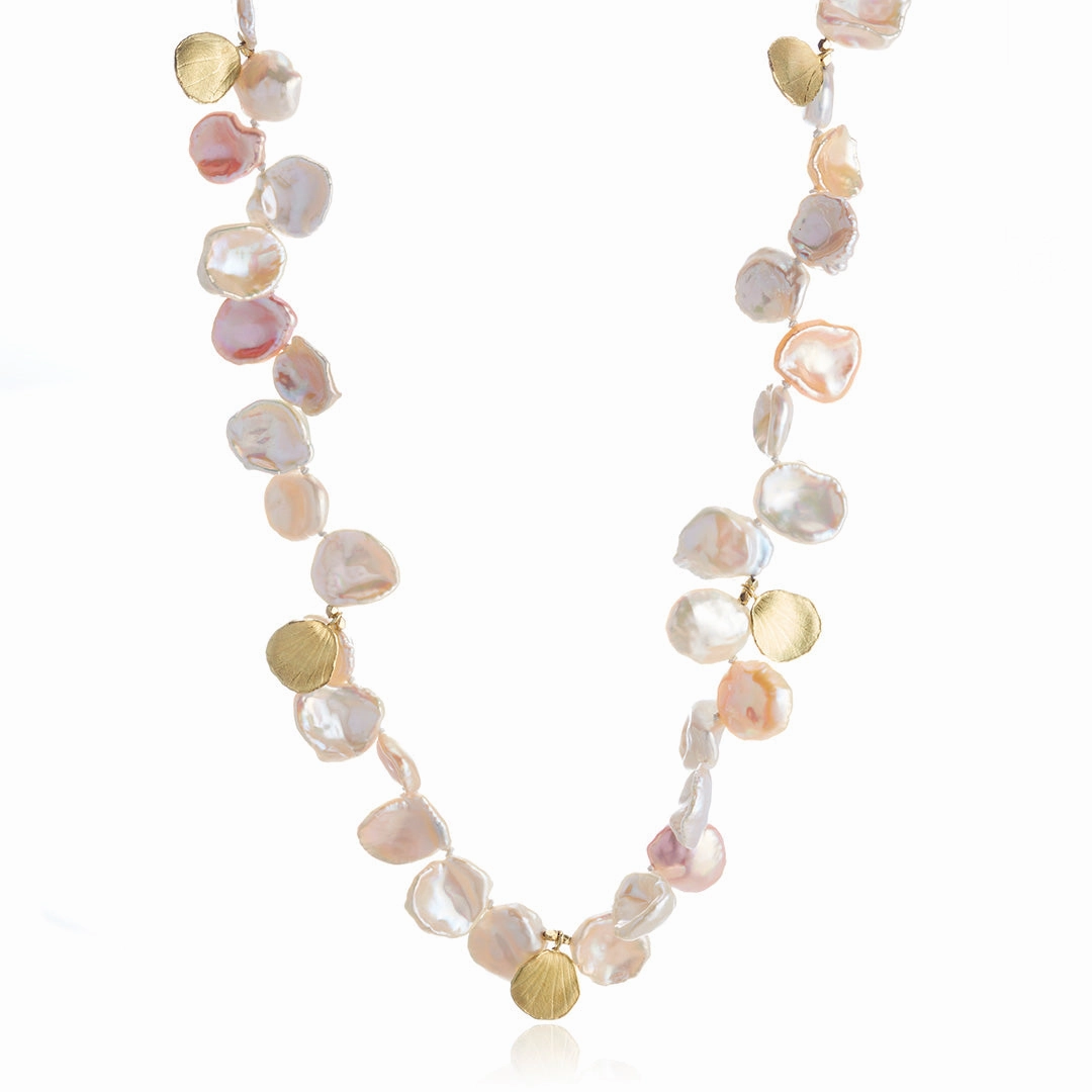 Pastel Pearl & Hydrangea Petal Necklace