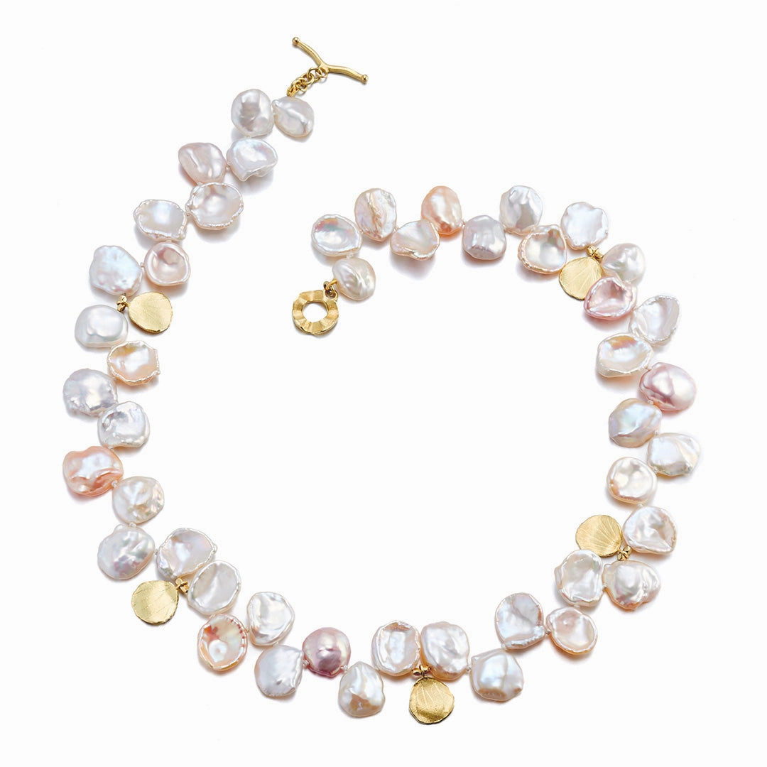 Pastel Pearl & Hydrangea Petal Necklace