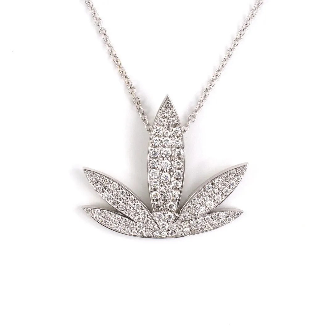 Pav Diamond Leaf Pendant Necklace