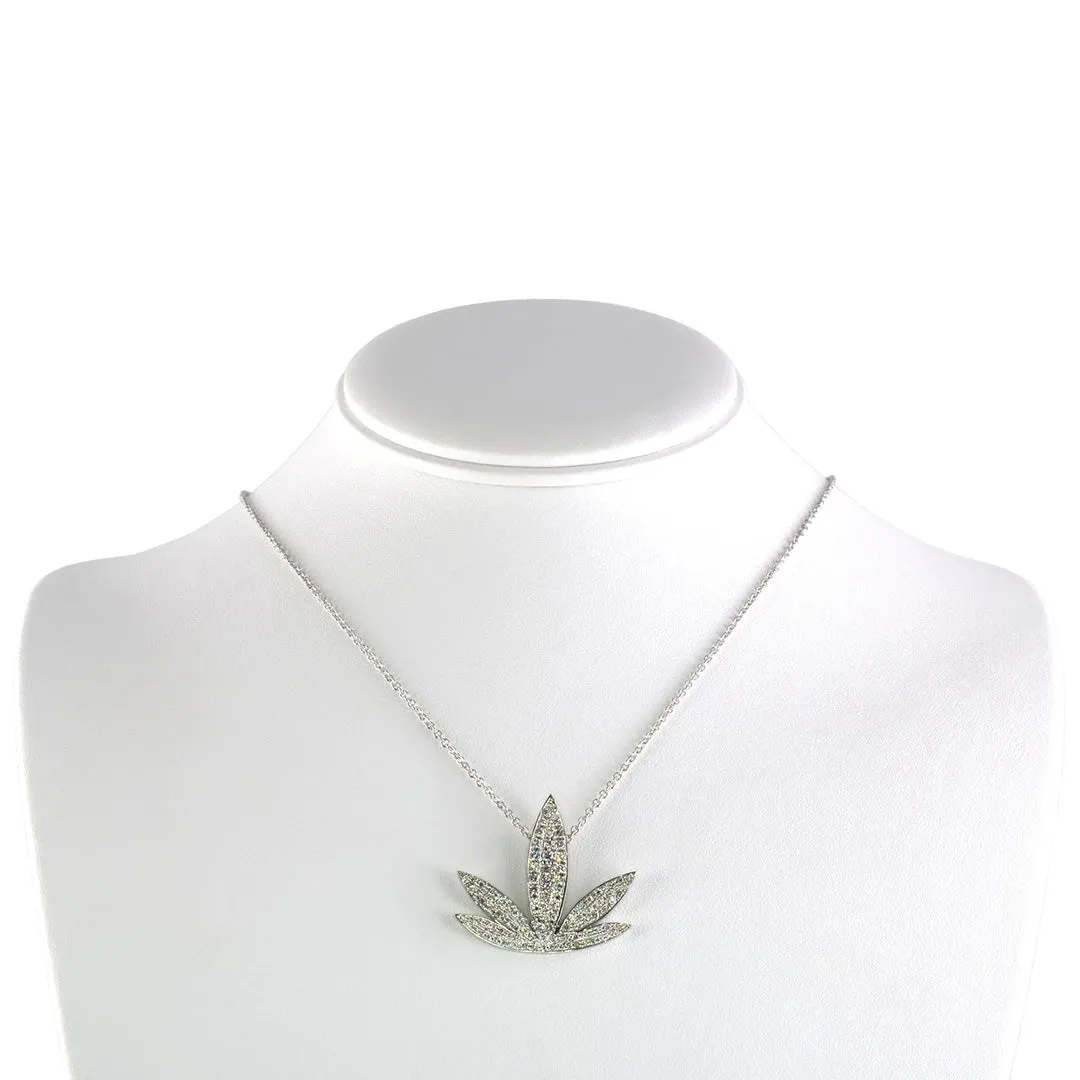 Pav Diamond Leaf Pendant Necklace