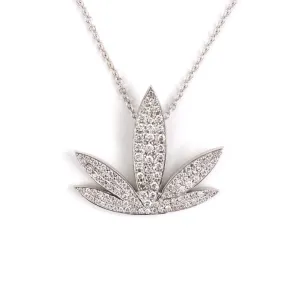 Pav Diamond Leaf Pendant Necklace