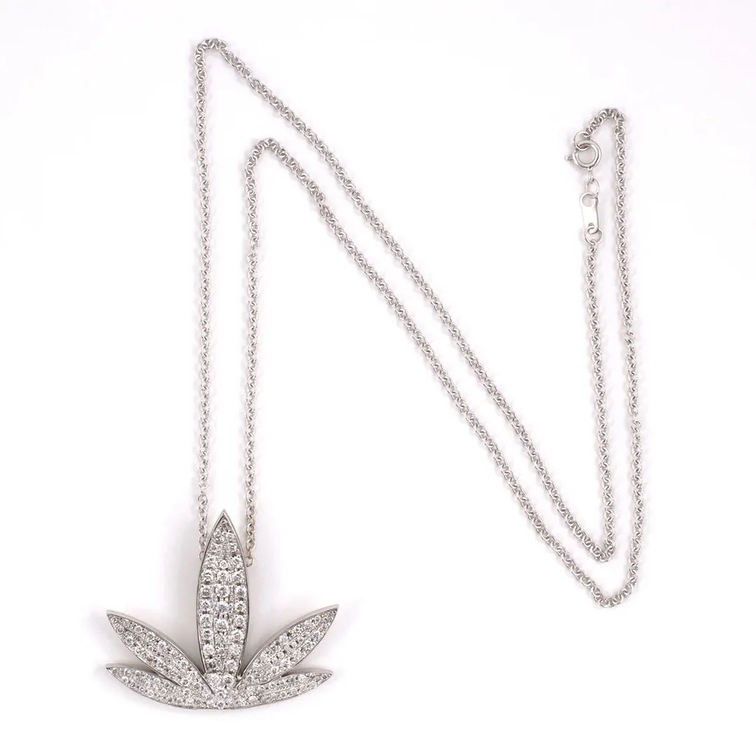 Pav Diamond Leaf Pendant Necklace