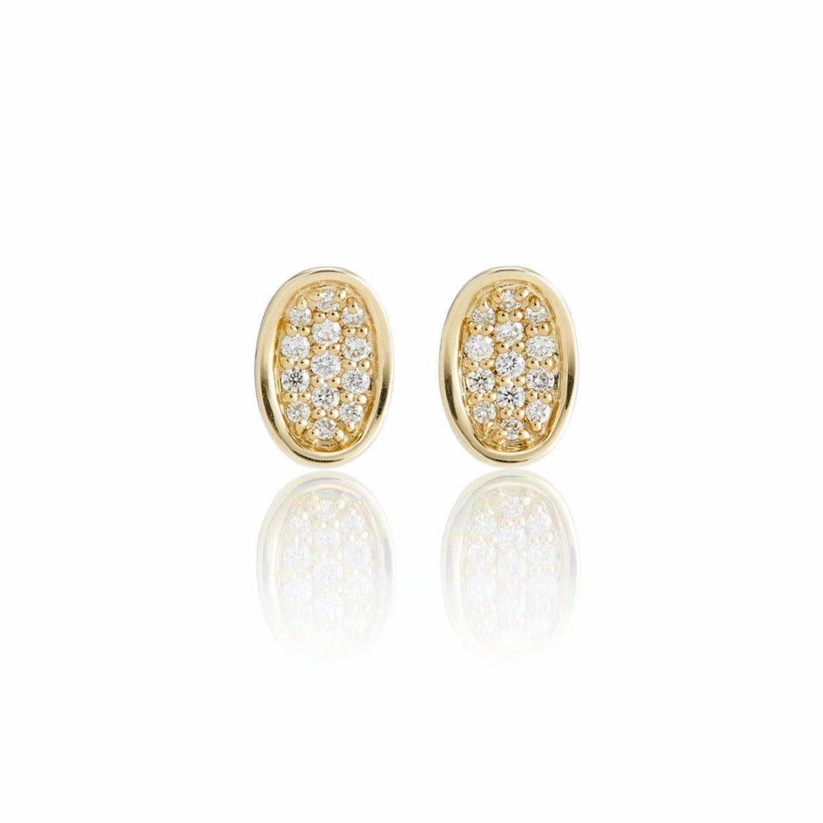 Pav Diamond Concave Oval Earrings