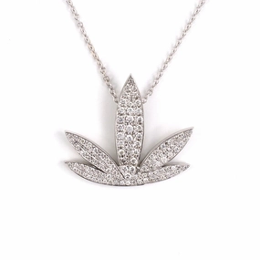 Pav Diamond Leaf Pendant Necklace