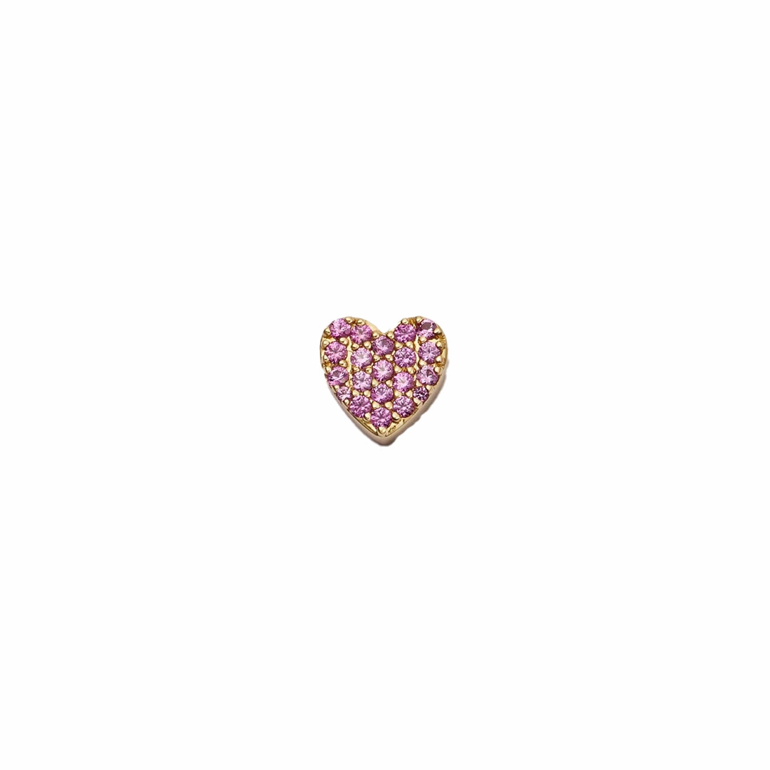 Pav Pink Sapphire Heart Charm