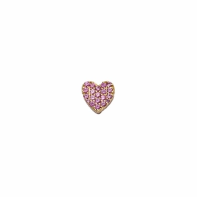 Pav Pink Sapphire Heart Charm