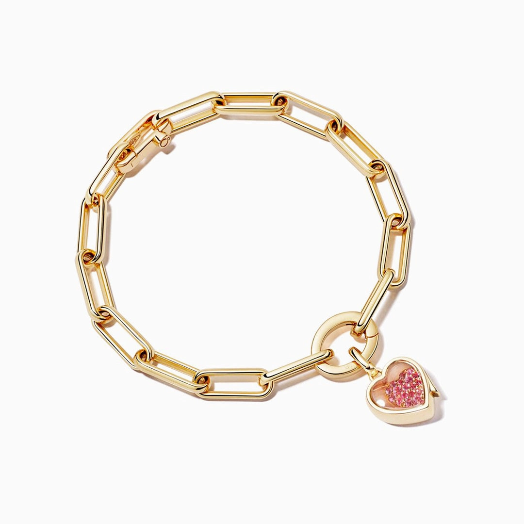 Pav Pink Sapphire Heart Charm