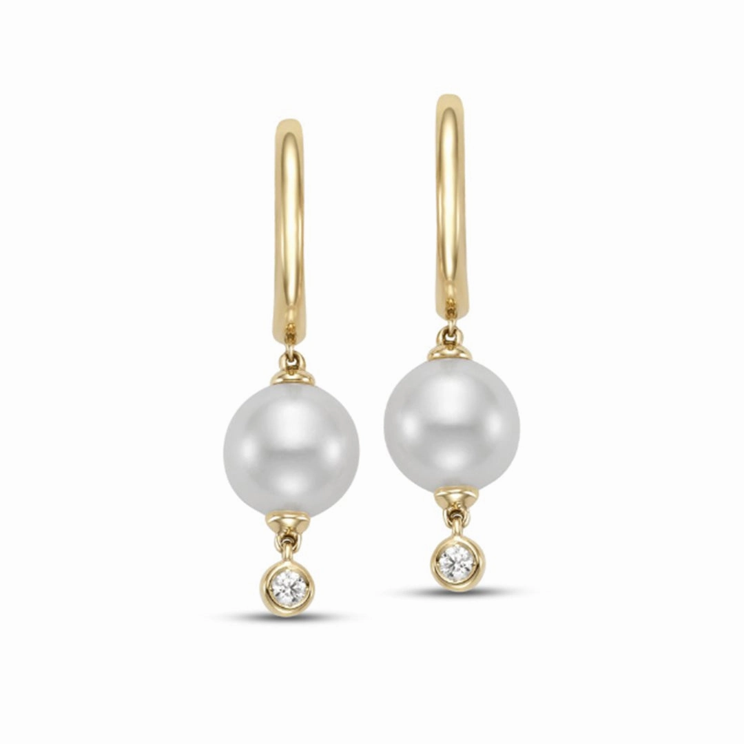 Pearl & Diamond Drop Earrings