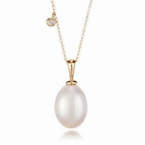 Pearl & Diamond Pendant Necklace