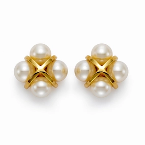 Pearl & Gold Cross Earrings