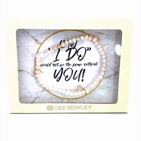 Pearl With Gold Plated Silver Moonstone Bezel Charm In "My 'I Do' Would Not Be The Same Without You" Cream Gift Box