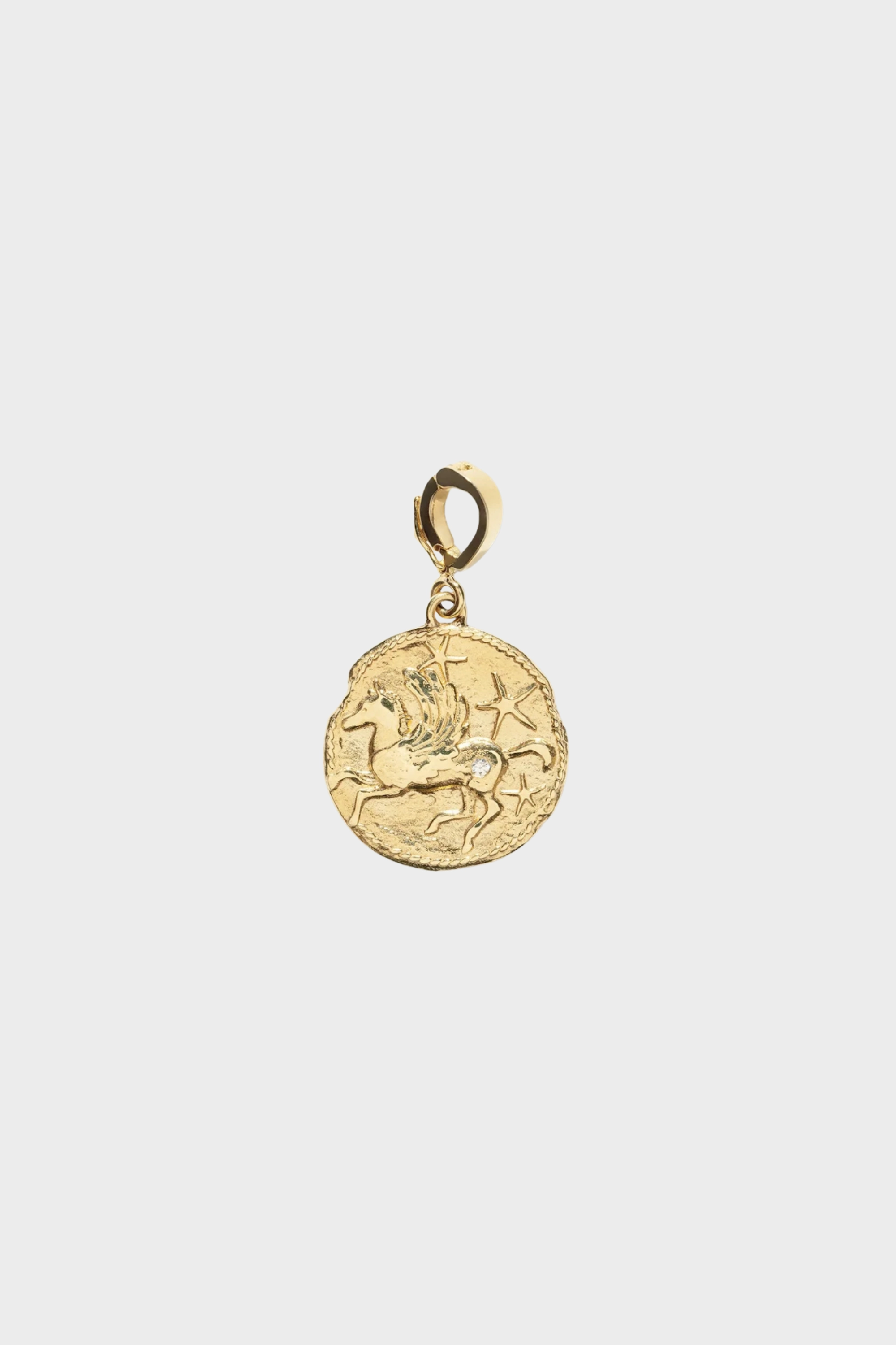Pegasus Wisdom Small Diamond Coin Charm, Yellow Gold
