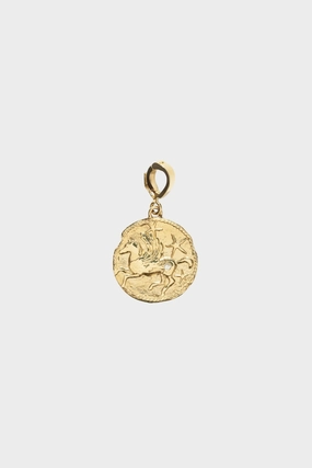 Pegasus Wisdom Small Diamond Coin Charm, Yellow Gold