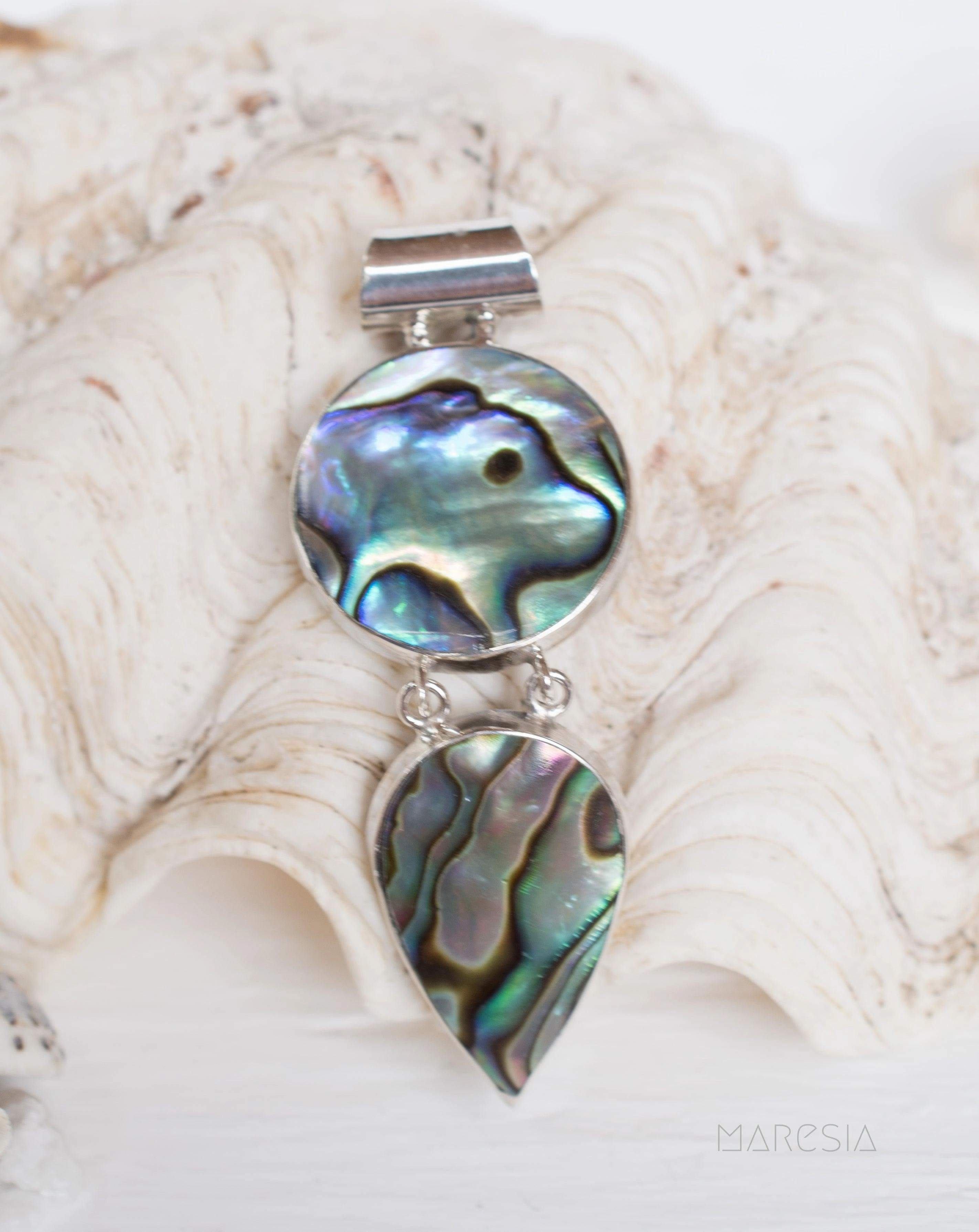 Pendant ~ Abalone or Mother of Pearl ~ Sterling Silver 925 ~SMP007
