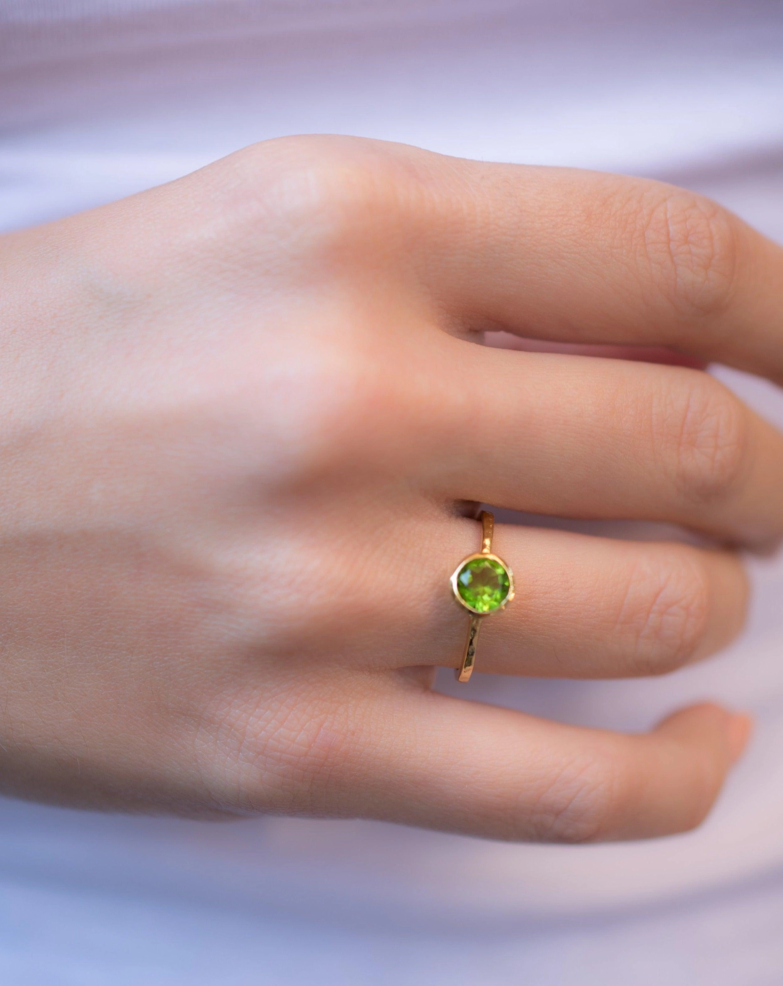 Peridot Gold Ring ~ 18k Gold Plated ~ MR212