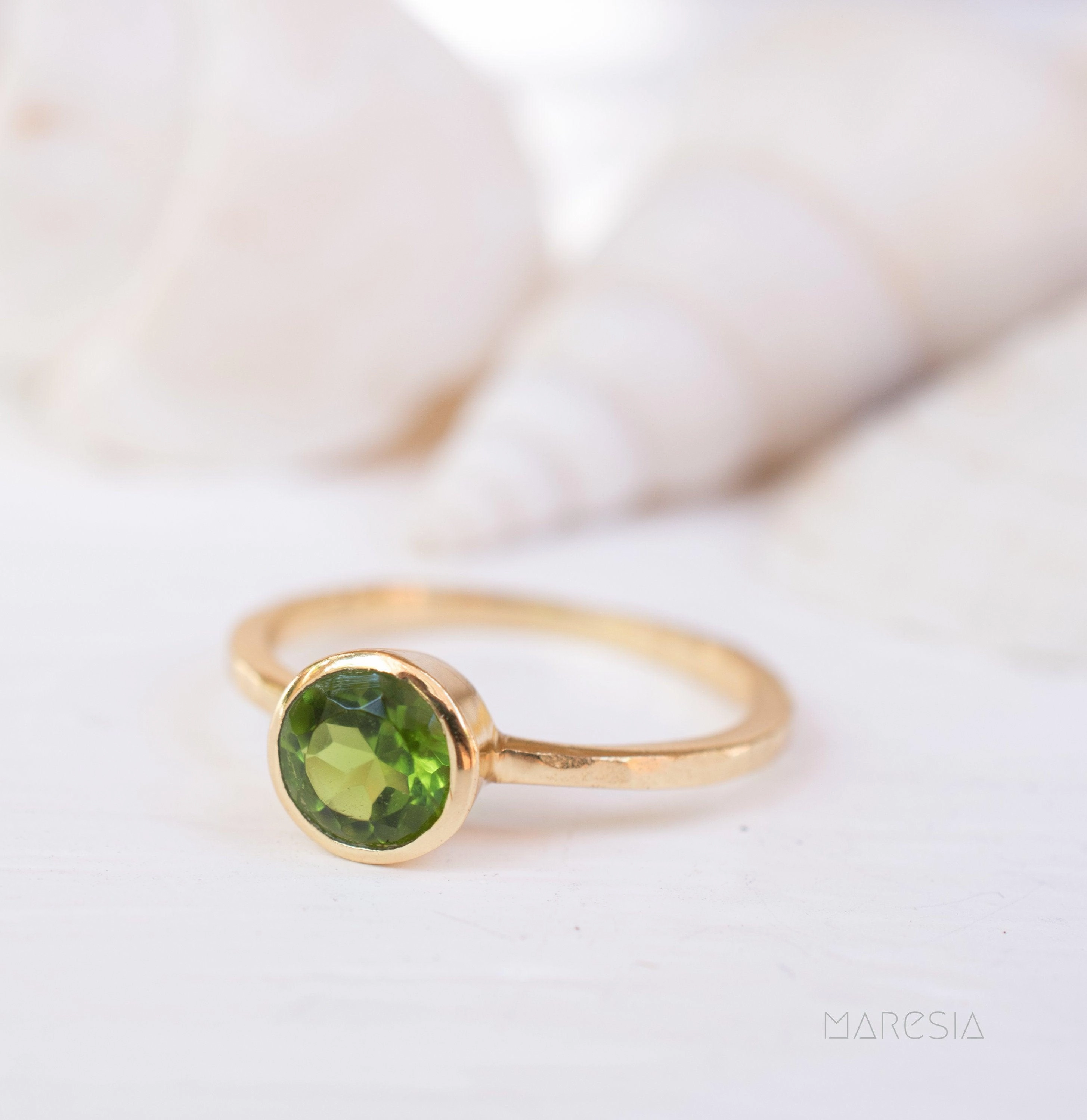 Peridot Gold Ring ~ 18k Gold Plated ~ MR212