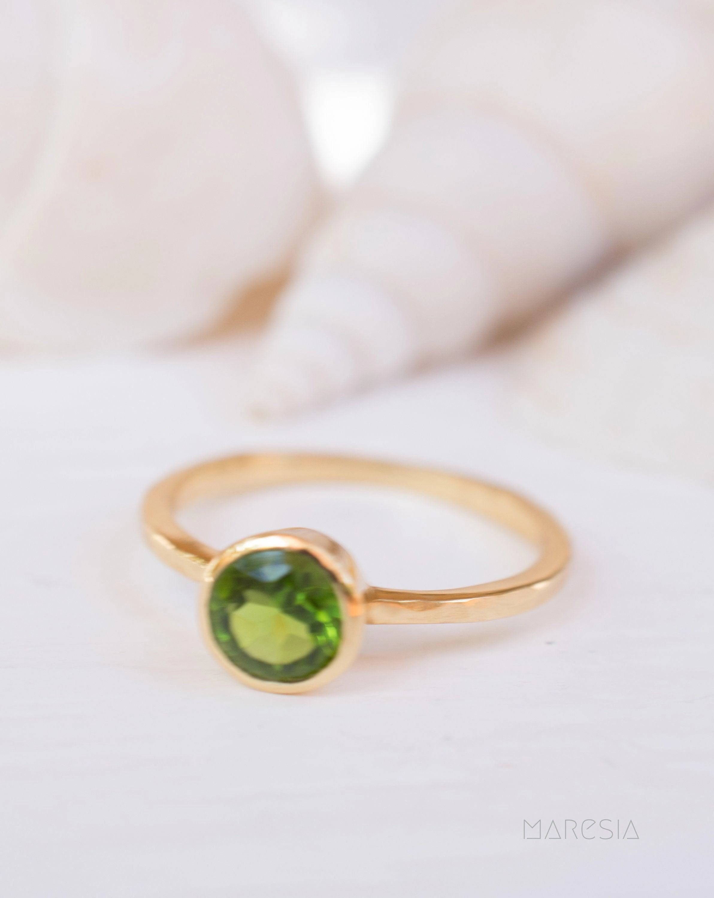 Peridot Gold Ring ~ 18k Gold Plated ~ MR212