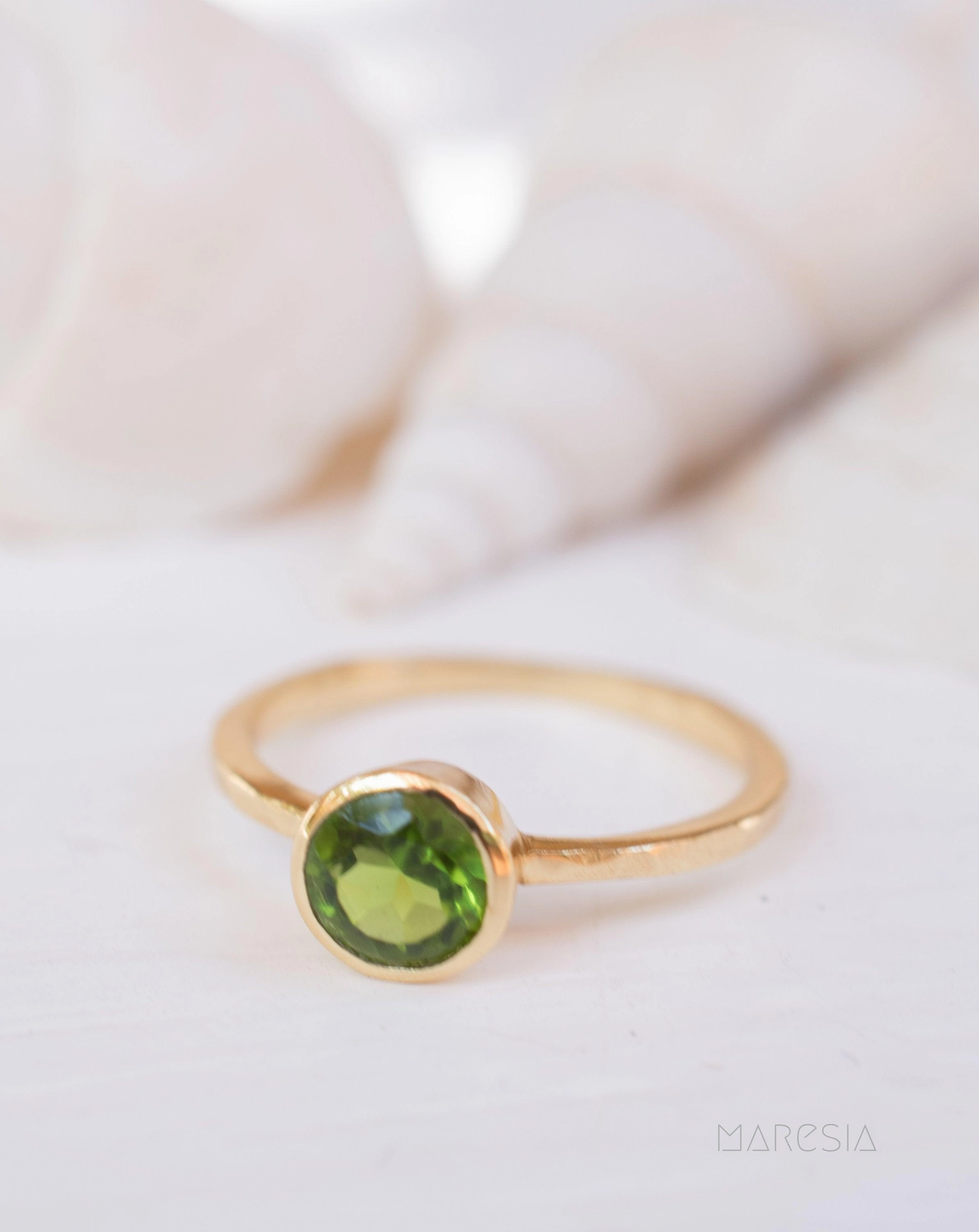 Peridot Gold Ring ~ 18k Gold Plated ~ MR212