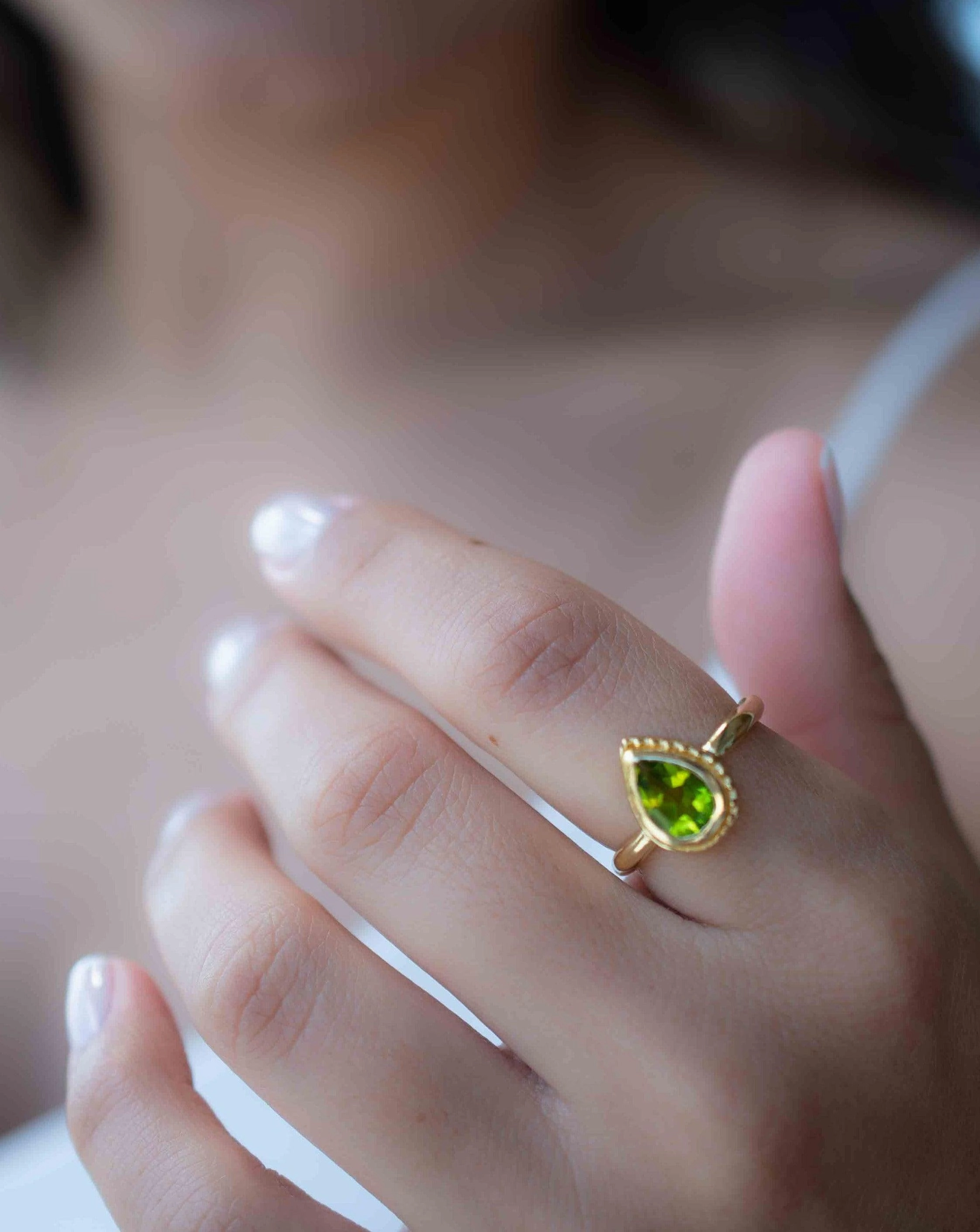 Peridot  Ring ~ 18k Gold Plated ~ MR312