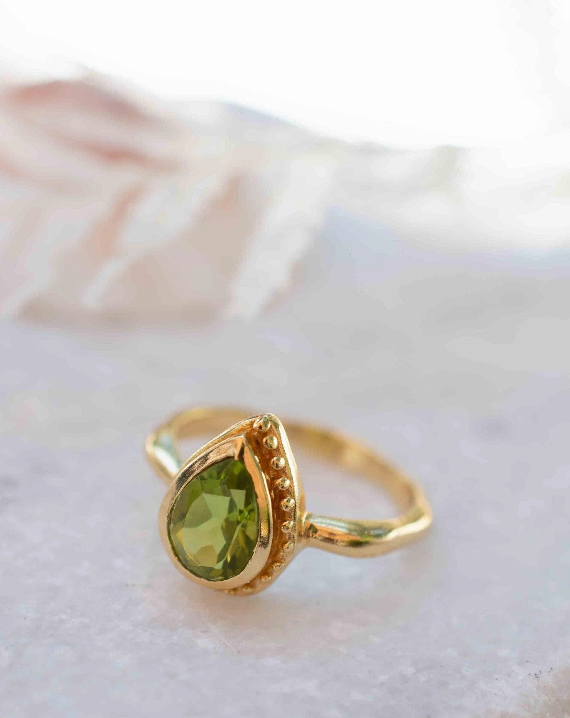 Peridot  Ring ~ 18k Gold Plated ~ MR312