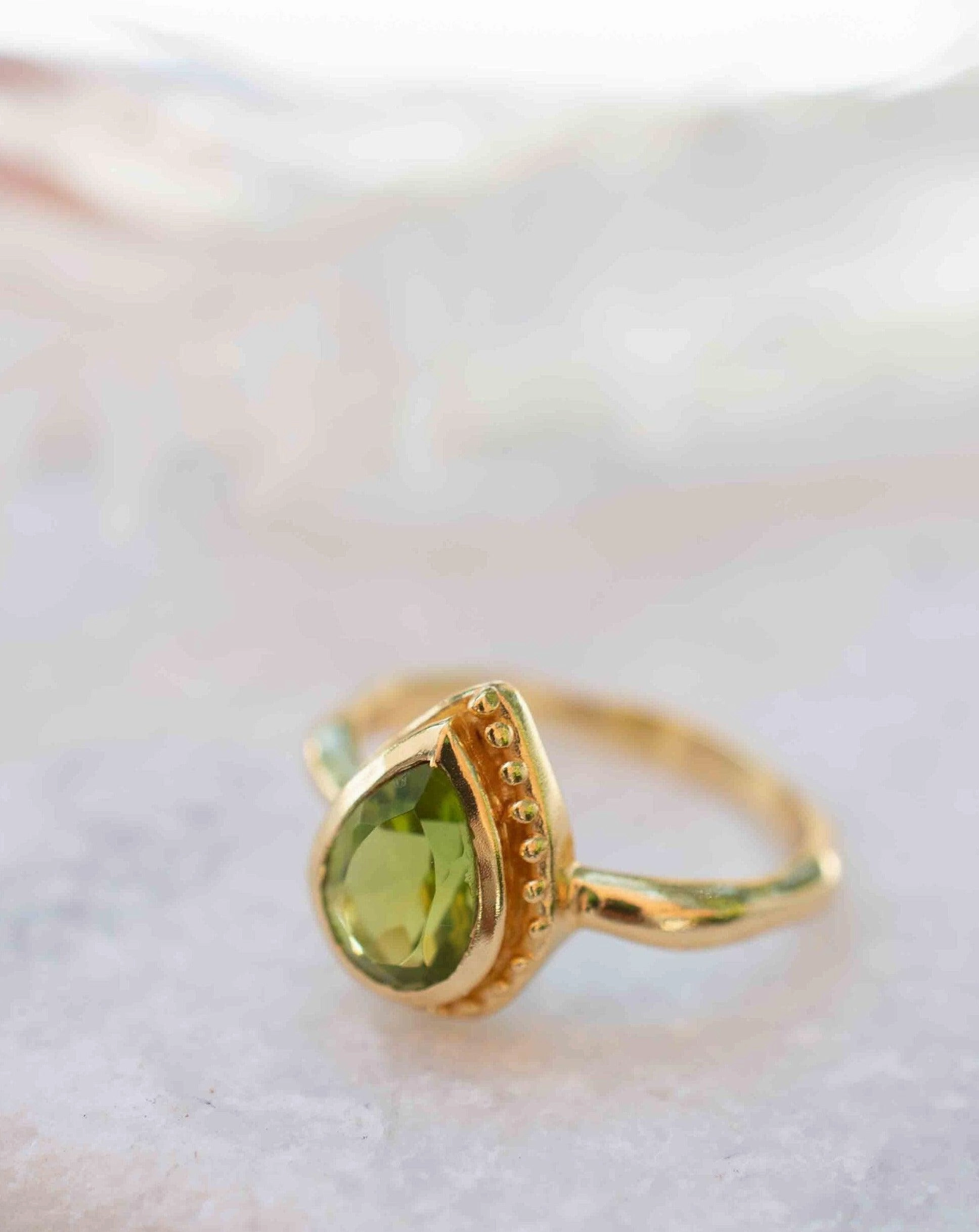 Peridot  Ring ~ 18k Gold Plated ~ MR312