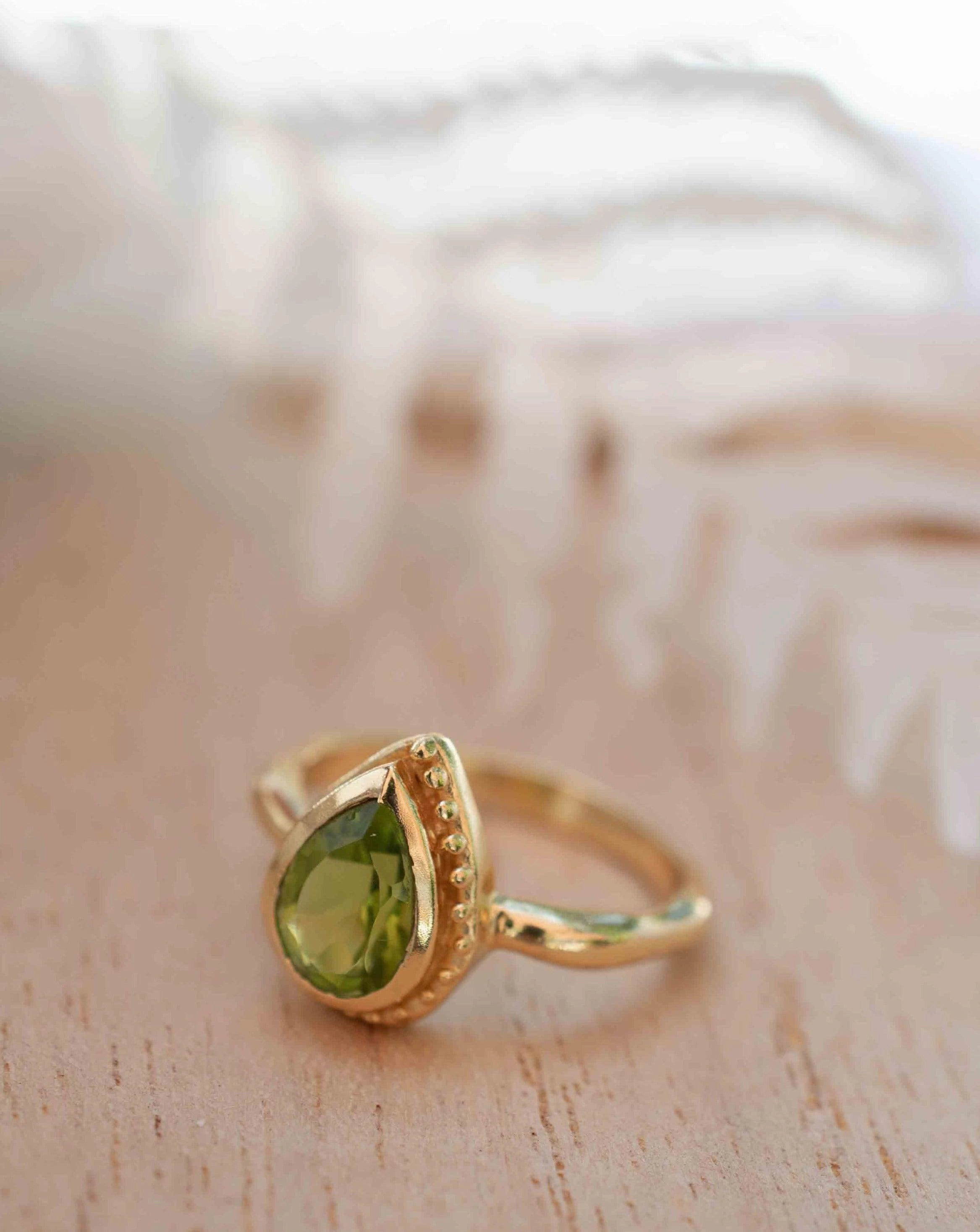Peridot  Ring ~ 18k Gold Plated ~ MR312