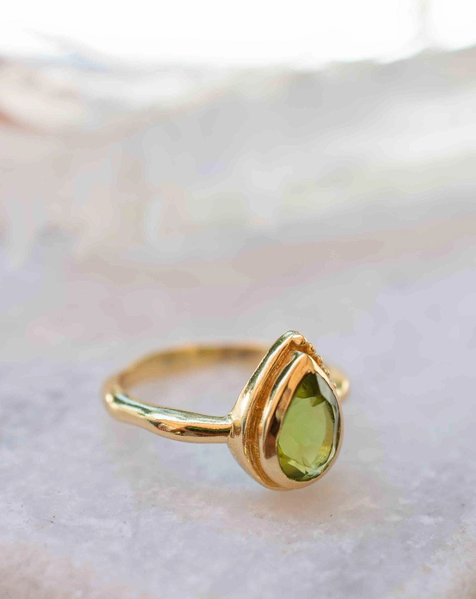 Peridot  Ring ~ 18k Gold Plated ~ MR312