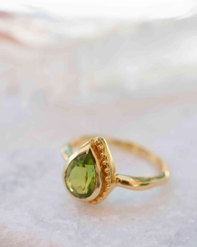 Peridot  Ring ~ 18k Gold Plated ~ MR312