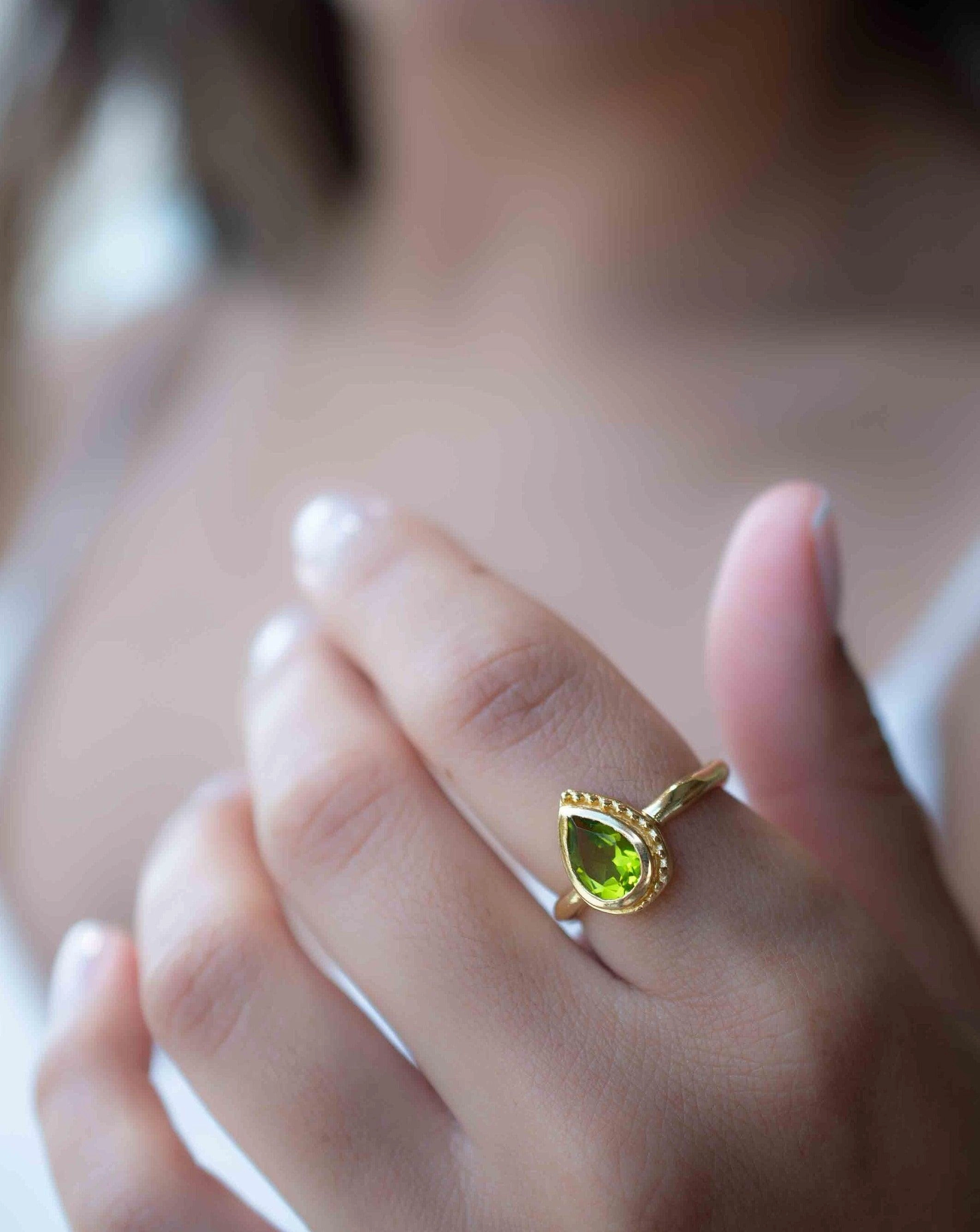 Peridot  Ring ~ 18k Gold Plated ~ MR312