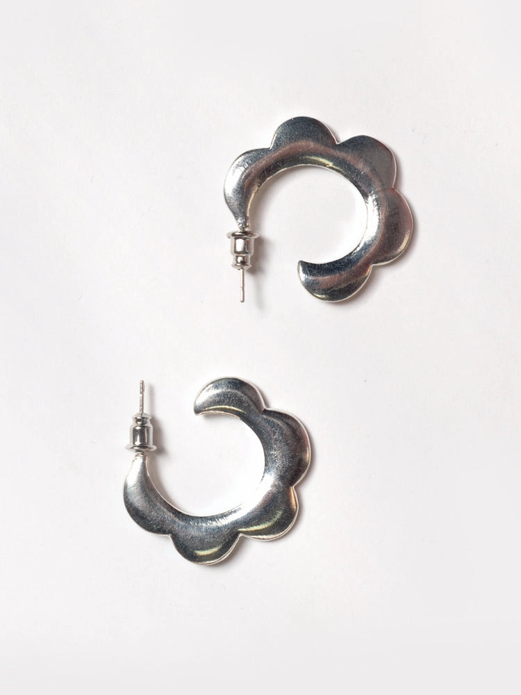 Petal Hoops - Silver