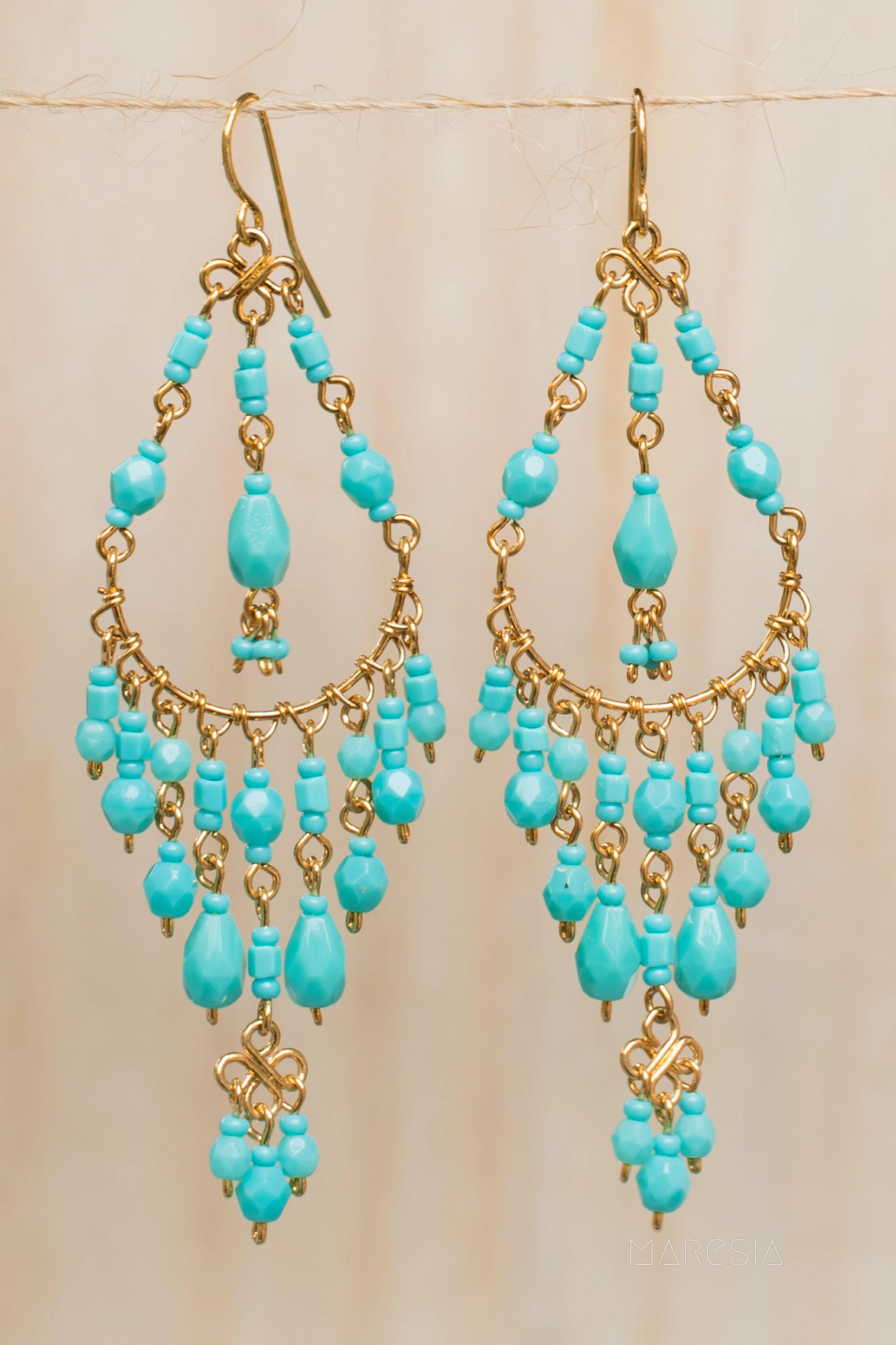 Pietra Chandelier Earrings ~Gold Plated ~ SME035