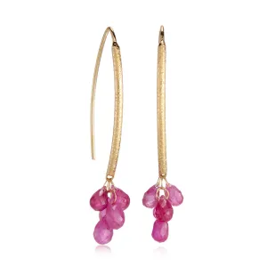 Pink Sapphire Navette Earrings