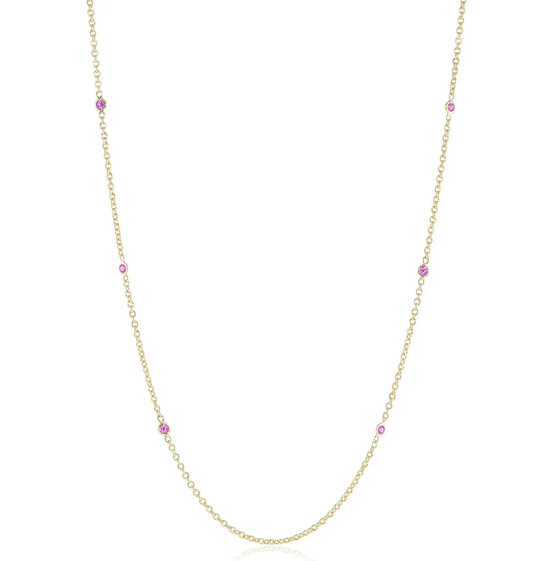 Pink Sapphire Station Necklace