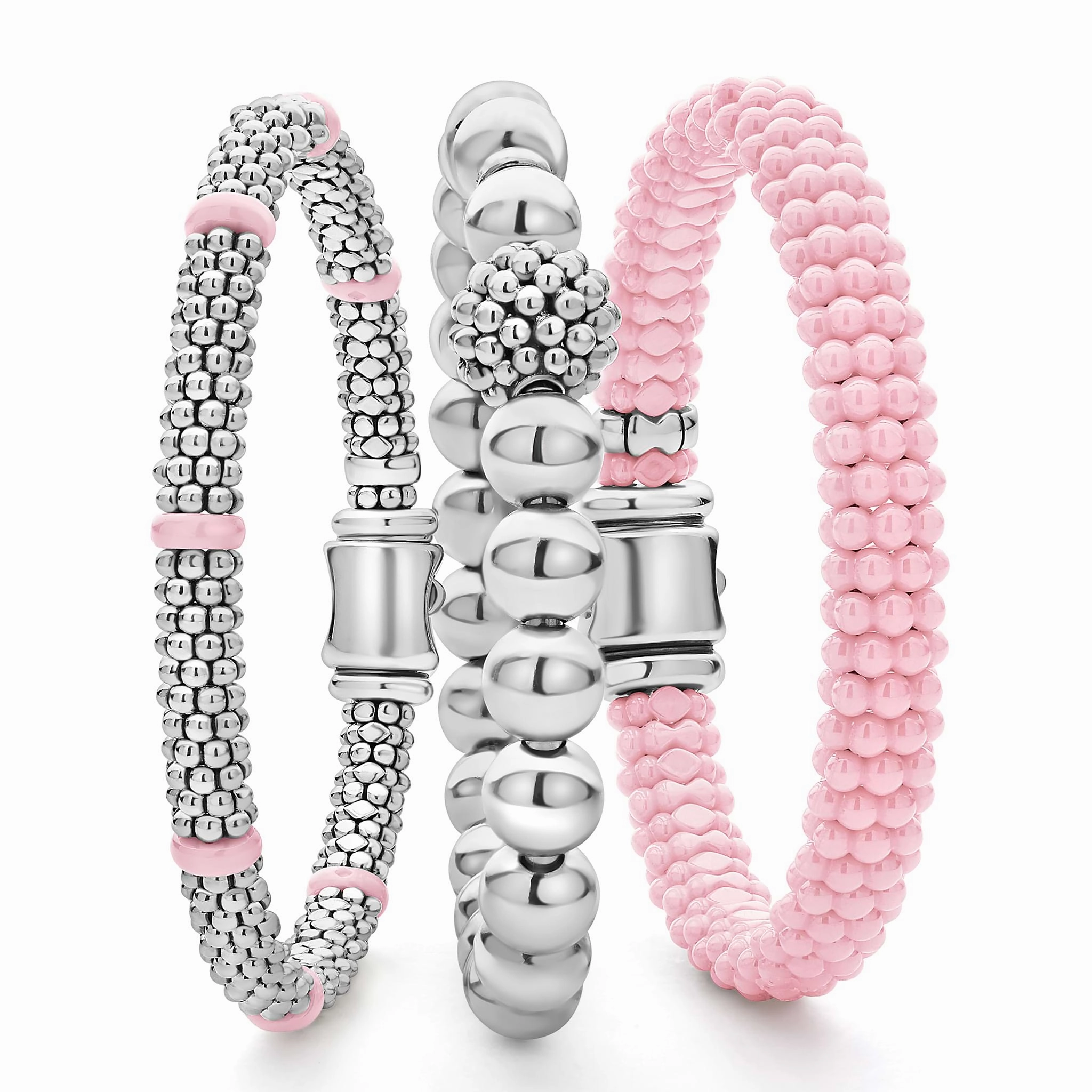 Pink Caviar Ceramic Caviar Beaded Bracelet Gift Set