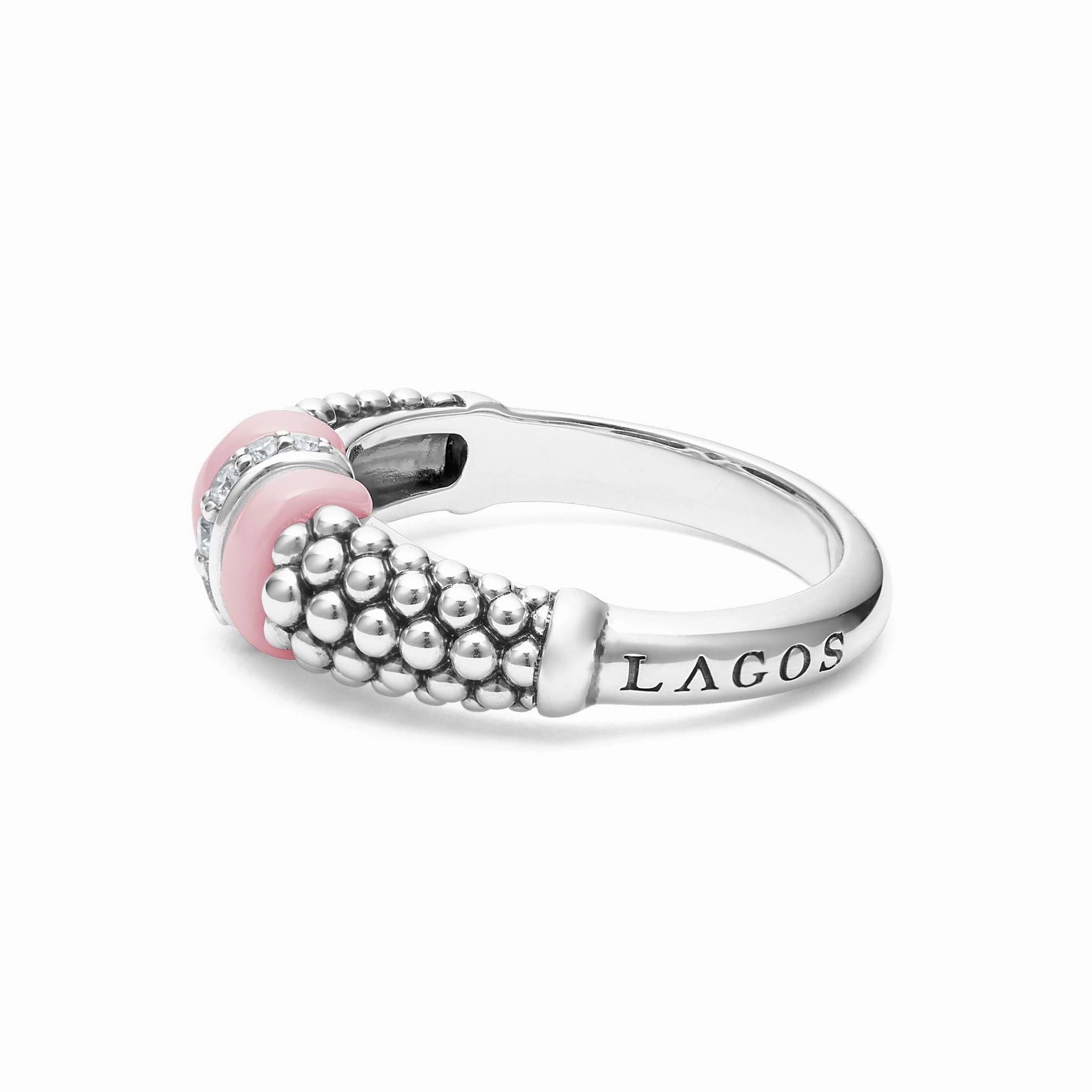 Pink Caviar Pink Ceramic and Caviar Diamond Ring