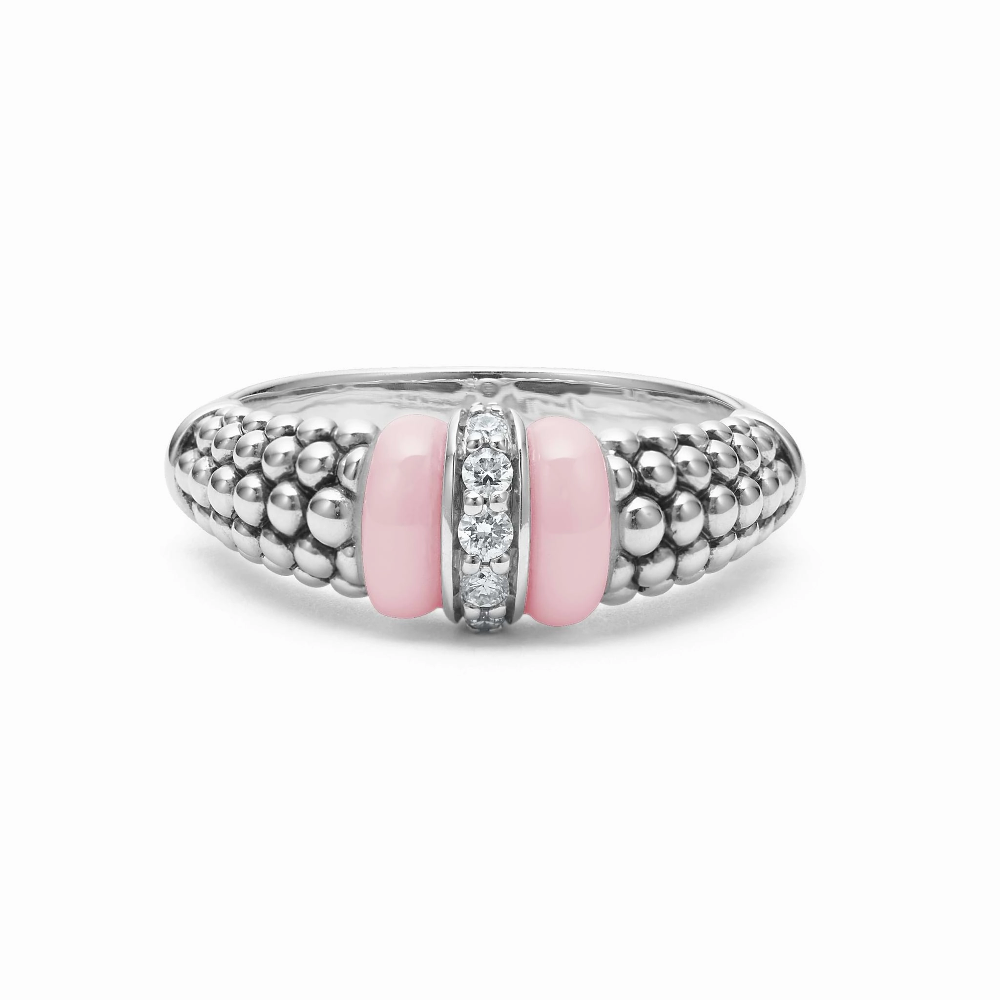 Pink Caviar Pink Ceramic and Caviar Diamond Ring