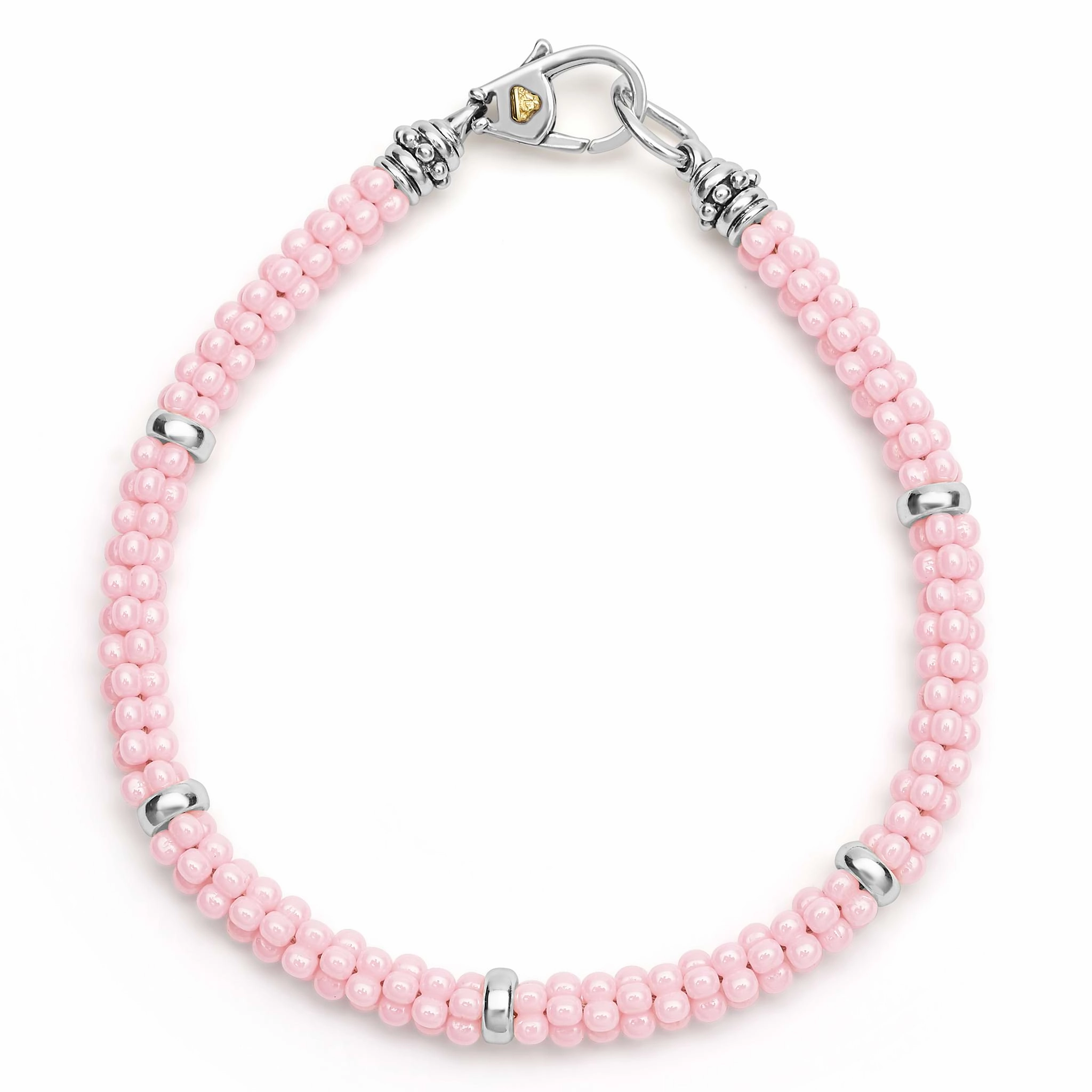 Pink Caviar Pink Ceramic and Sterling Silver Caviar Beaded Bracelet Gift Set