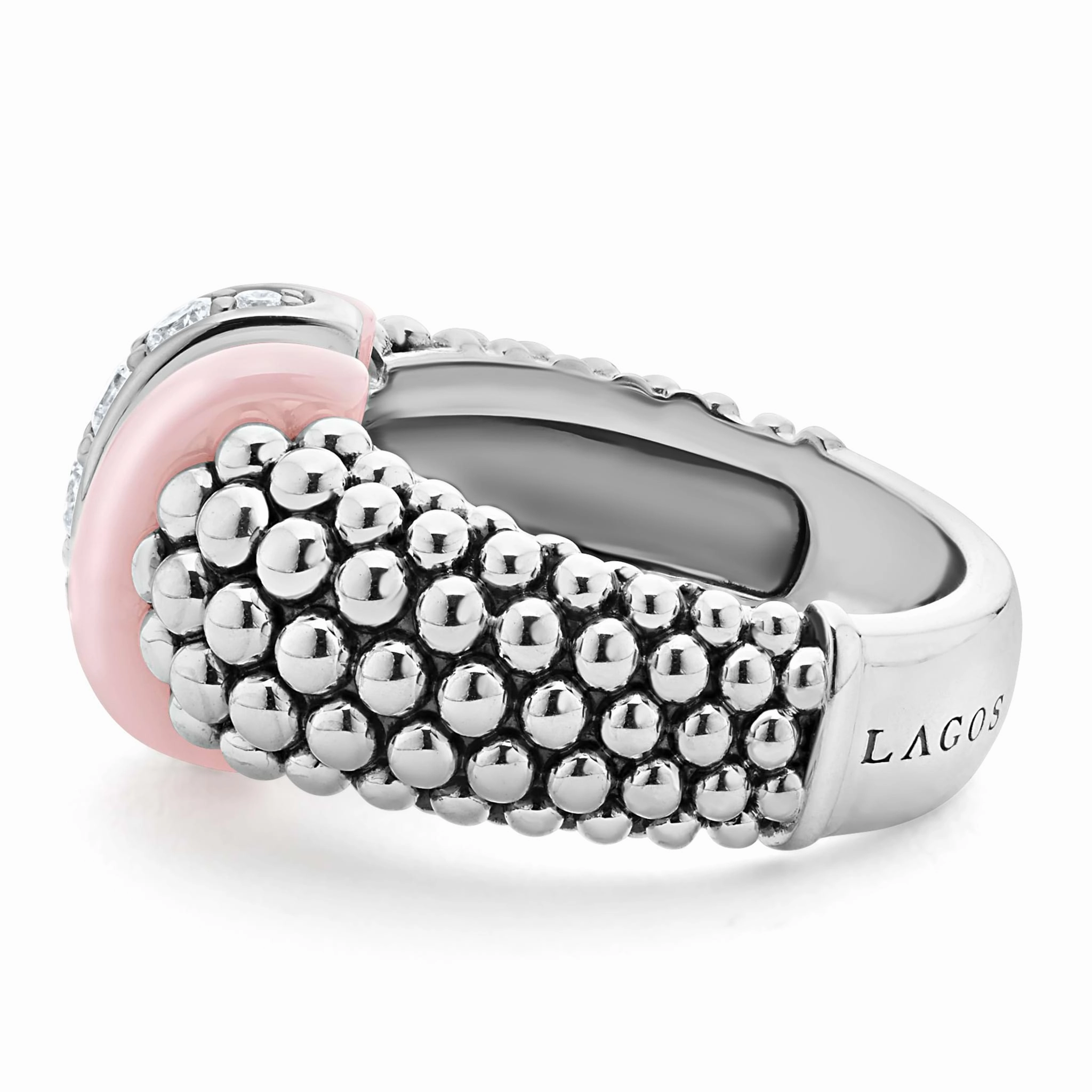 Pink Caviar Pink Ceramic Caviar Diamond Ring