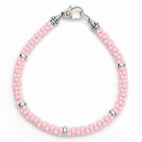 Pink Caviar Pink Five Silver Station Ceramic Bracelet | 5mm